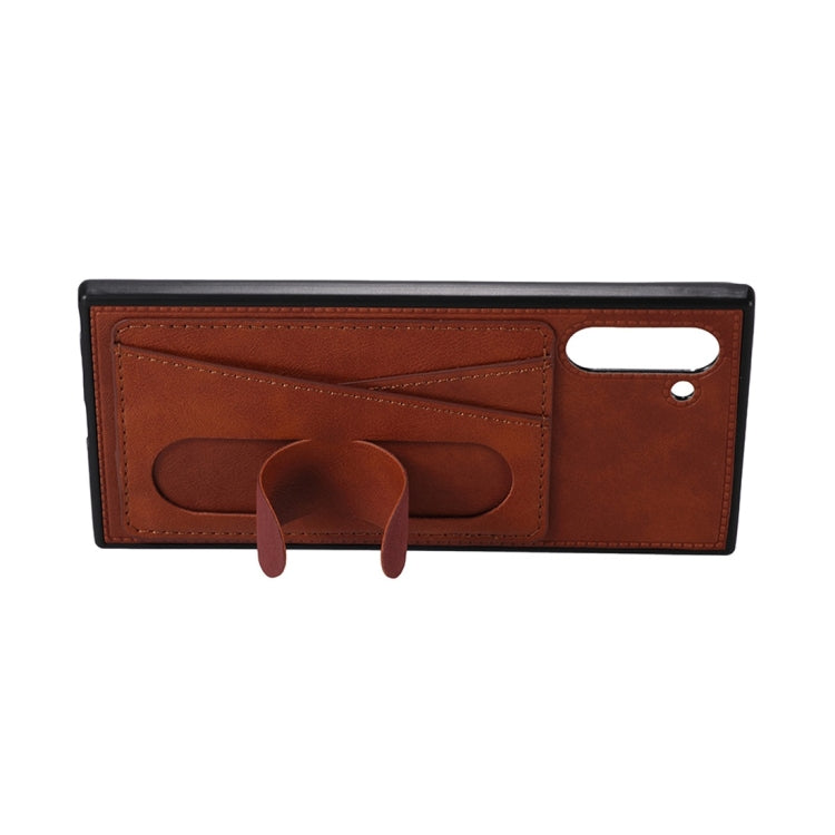 For Galaxy Note 10 Shockproof PC + PU Protective Case with Spring Holder & Card Slot