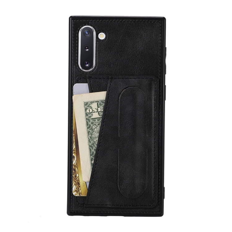 For Galaxy Note 10 Shockproof PC + PU Protective Case with Spring Holder & Card Slot