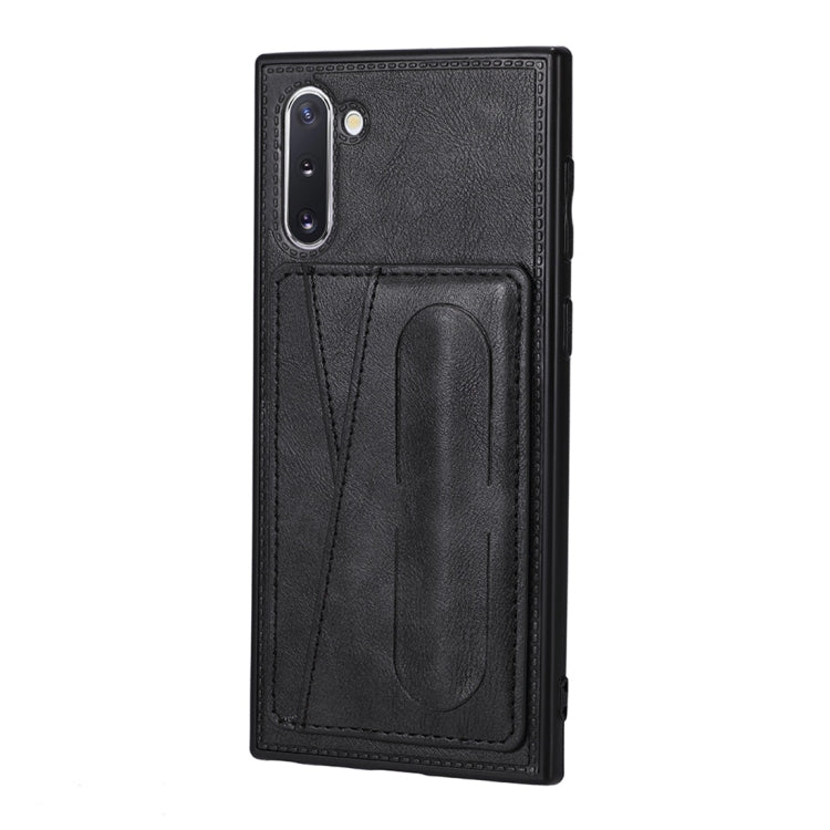 For Galaxy Note 10 Shockproof PC + PU Protective Case with Spring Holder & Card Slot
