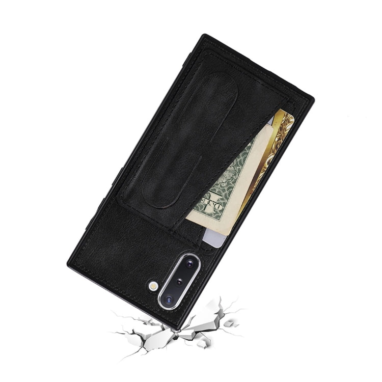 For Galaxy Note 10 Shockproof PC + PU Protective Case with Spring Holder & Card Slot