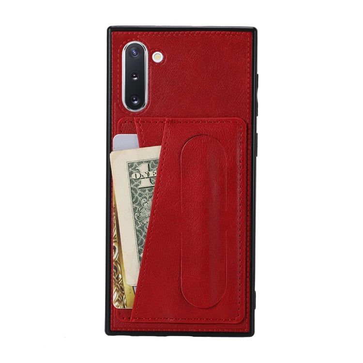 For Galaxy Note 10 Shockproof PC + PU Protective Case with Spring Holder & Card Slot