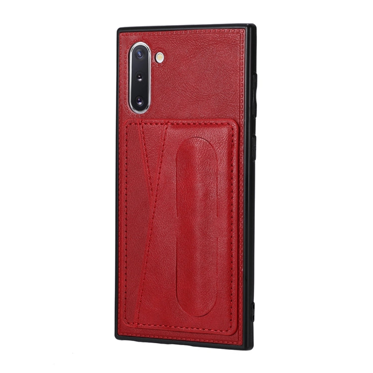 For Galaxy Note 10 Shockproof PC + PU Protective Case with Spring Holder & Card Slot