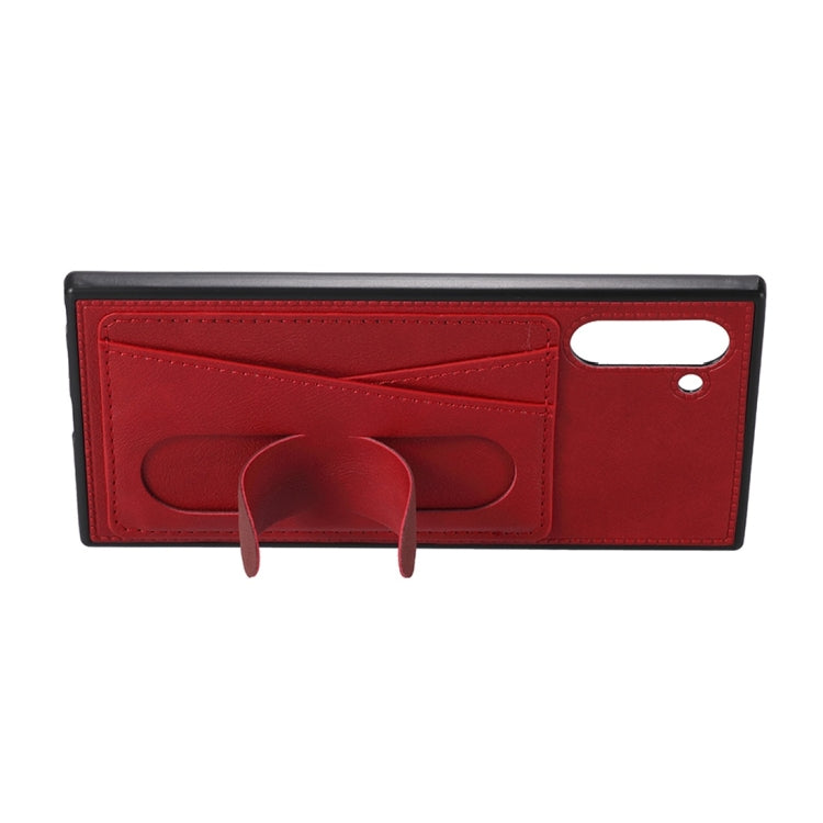 For Galaxy Note 10 Shockproof PC + PU Protective Case with Spring Holder & Card Slot