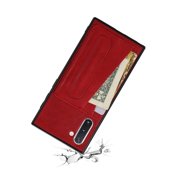 For Galaxy Note 10 Shockproof PC + PU Protective Case with Spring Holder & Card Slot