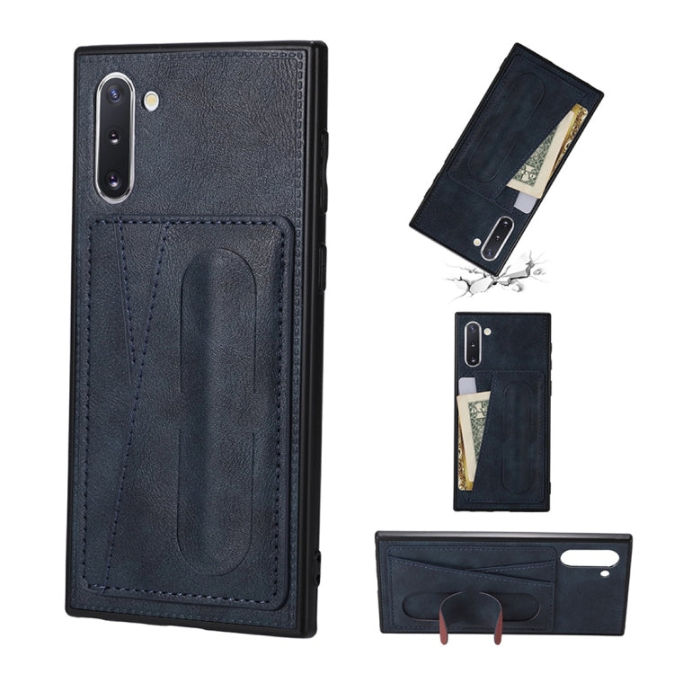 For Galaxy Note 10 Shockproof PC + PU Protective Case with Spring Holder & Card Slot