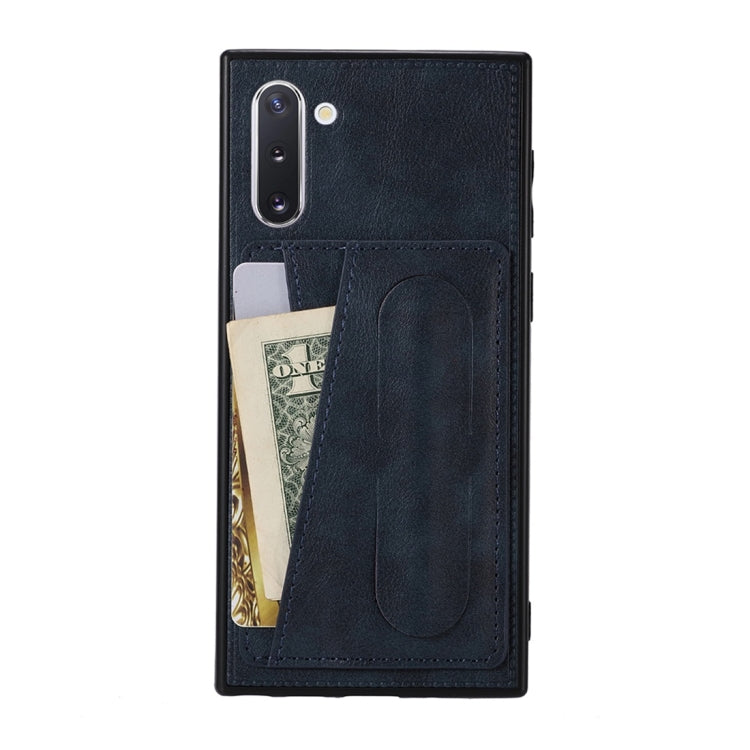 For Galaxy Note 10 Shockproof PC + PU Protective Case with Spring Holder & Card Slot