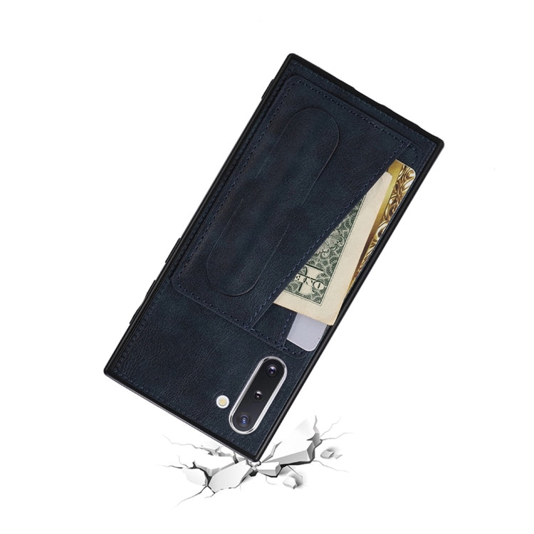 For Galaxy Note 10 Shockproof PC + PU Protective Case with Spring Holder & Card Slot