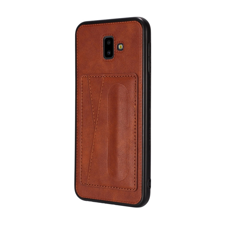 For Galaxy A6+ (2018) Shockproof PC + PU Protective Case with Spring Holder & Card Slot