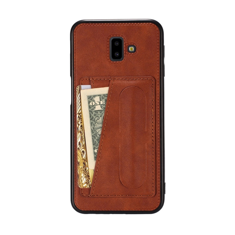 For Galaxy A6+ (2018) Shockproof PC + PU Protective Case with Spring Holder & Card Slot