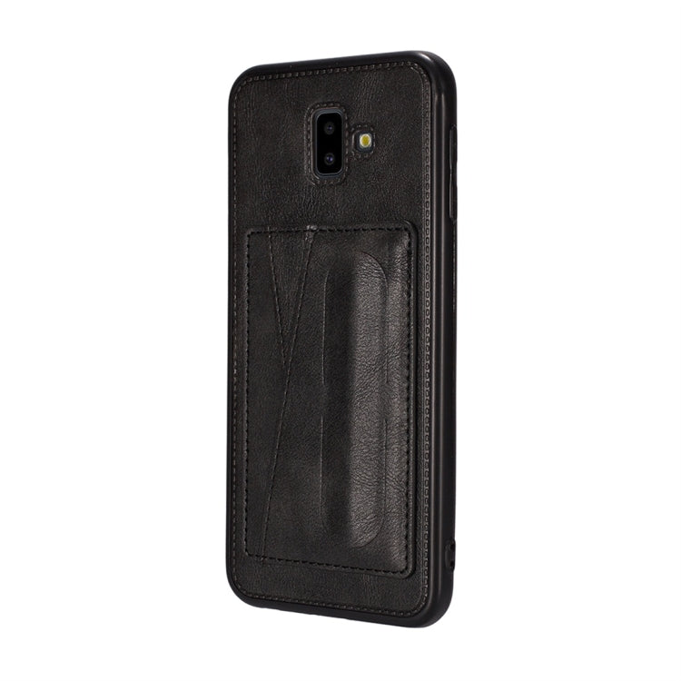 For Galaxy A6+ (2018) Shockproof PC + PU Protective Case with Spring Holder & Card Slot