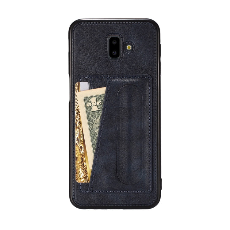 For Galaxy A6+ (2018) Shockproof PC + PU Protective Case with Spring Holder & Card Slot