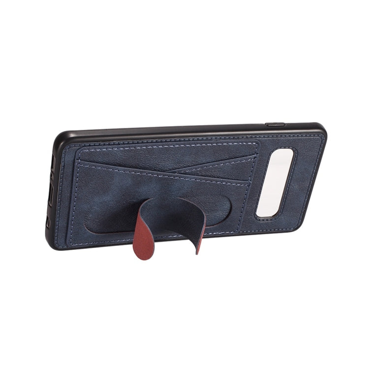 For Galaxy S10 Shockproof PC + PU Protective Case with Spring Holder & Card Slot