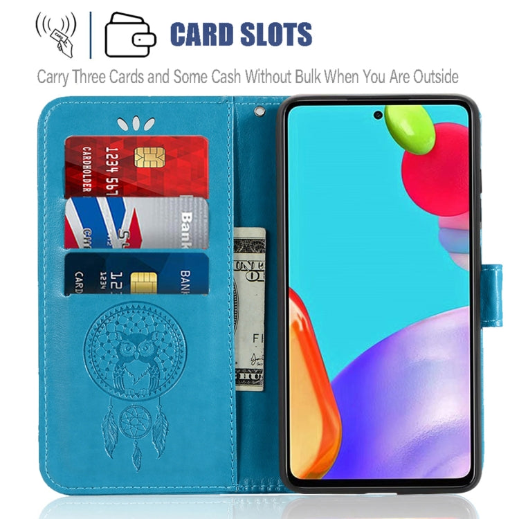 For Samsung Galaxy A52 5G / 4G Wind Chime Owl Embossing Pattern Horizontal Flip Leather Case with Holder & Card Slots & Wallet