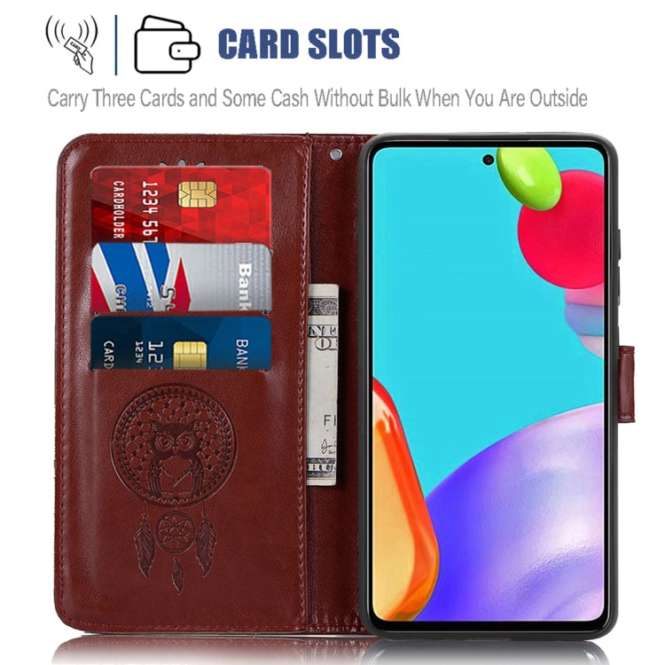 For Samsung Galaxy A52 5G / 4G Wind Chime Owl Embossing Pattern Horizontal Flip Leather Case with Holder & Card Slots & Wallet