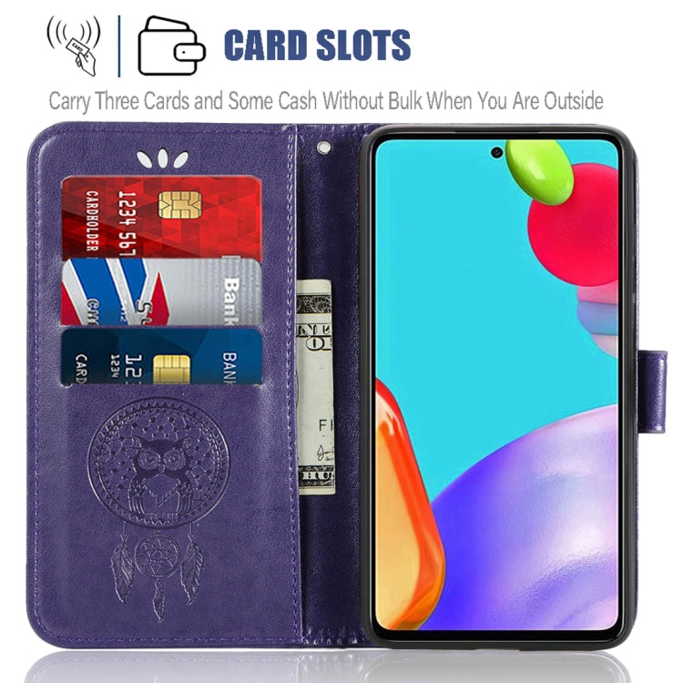For Samsung Galaxy A52 5G / 4G Wind Chime Owl Embossing Pattern Horizontal Flip Leather Case with Holder & Card Slots & Wallet