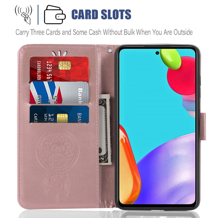 For Samsung Galaxy A52 5G / 4G Wind Chime Owl Embossing Pattern Horizontal Flip Leather Case with Holder & Card Slots & Wallet