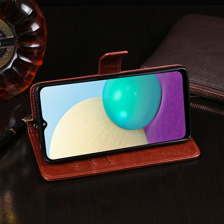 For Samsung Galaxy A02 (EU Version) idewei Crazy Horse Texture Horizontal Flip Leather Case with Holder & Card Slots & Wallet