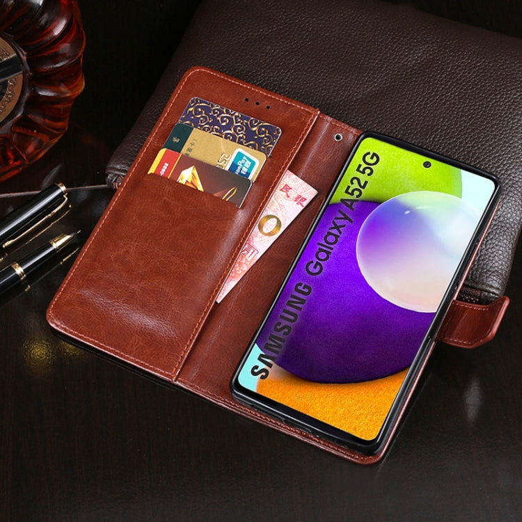 For Samsung Galaxy A52 5G / 4G idewei Crazy Horse Texture Horizontal Flip Leather Case with Holder & Card Slots & Wallet