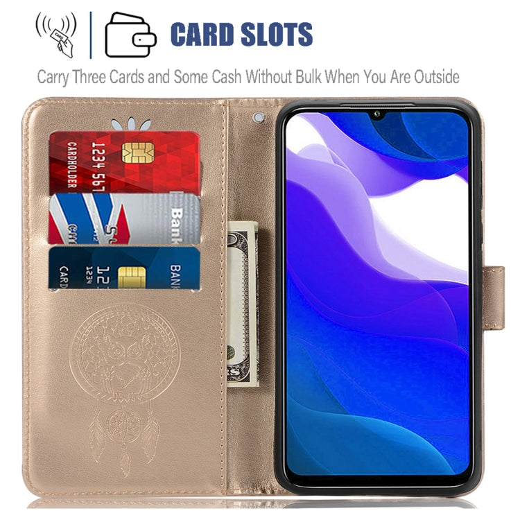 For Xiaomi Redmi Note 9 4G Wind Chime Owl Embossing Pattern Horizontal Flip Leather Case with Holder & Card Slots & Wallet