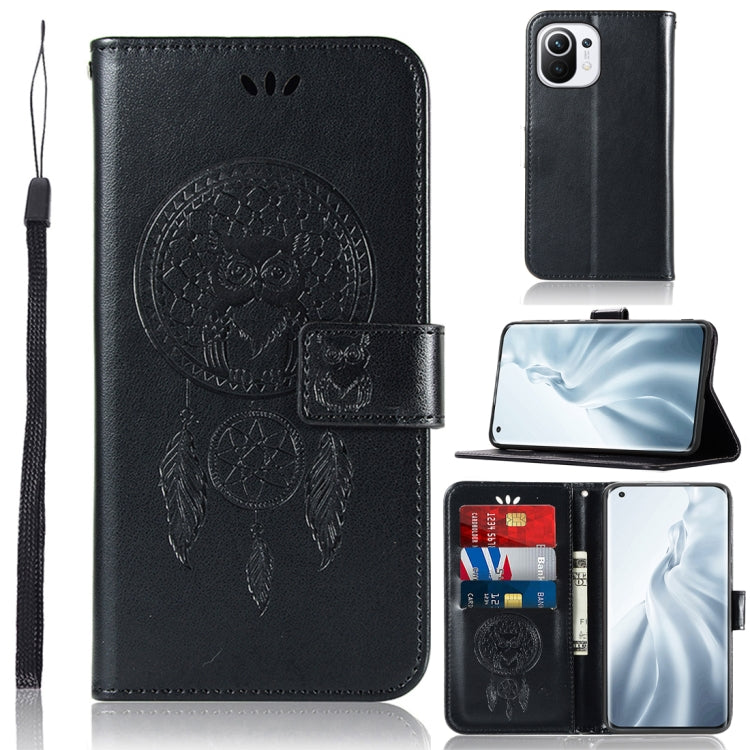 For Xiaomi Mi 11 Wind Chime Owl Embossing Pattern Horizontal Flip Leather Case with Holder & Card Slots & Wallet