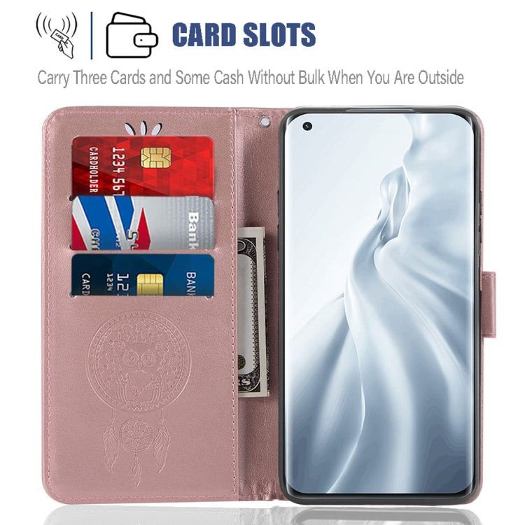 For Xiaomi Mi 11 Wind Chime Owl Embossing Pattern Horizontal Flip Leather Case with Holder & Card Slots & Wallet