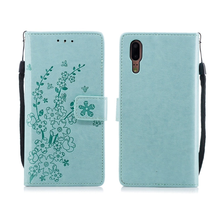 For Huawei P20 Plum Flowers Pattern Horizontal Flip Leather Case with Holder & Card Slots & Wallet & Lanyard
