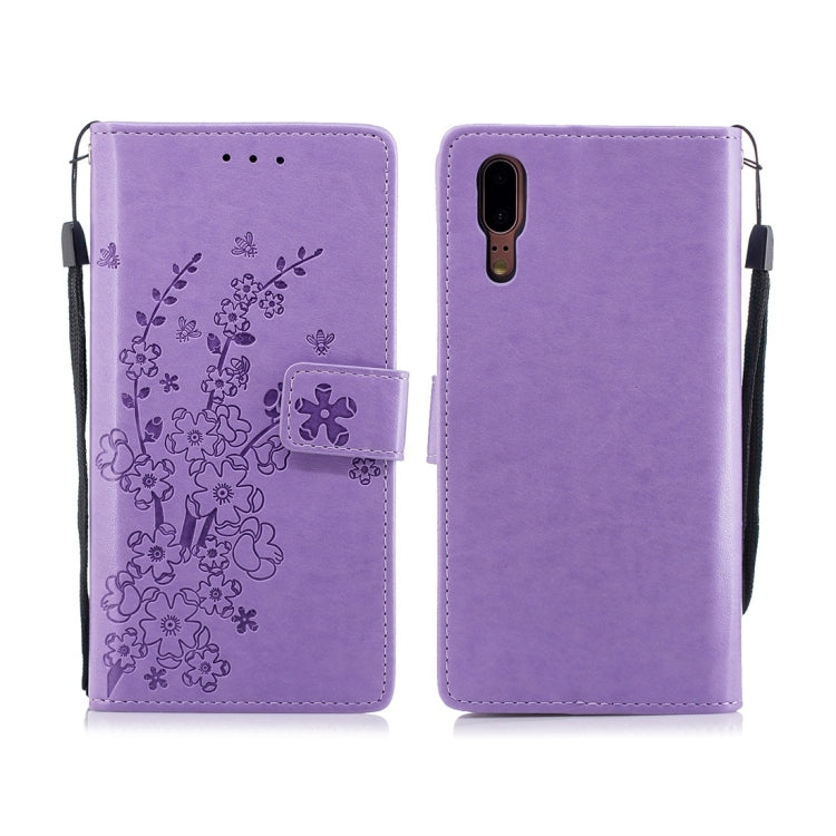 For Huawei P20 Plum Flowers Pattern Horizontal Flip Leather Case with Holder & Card Slots & Wallet & Lanyard