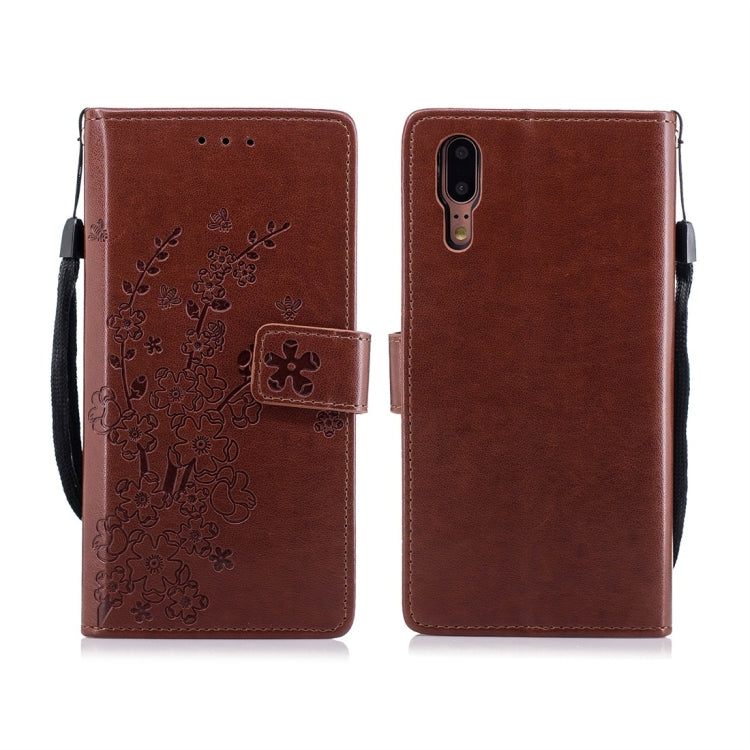 For Huawei P20 Plum Flowers Pattern Horizontal Flip Leather Case with Holder & Card Slots & Wallet & Lanyard