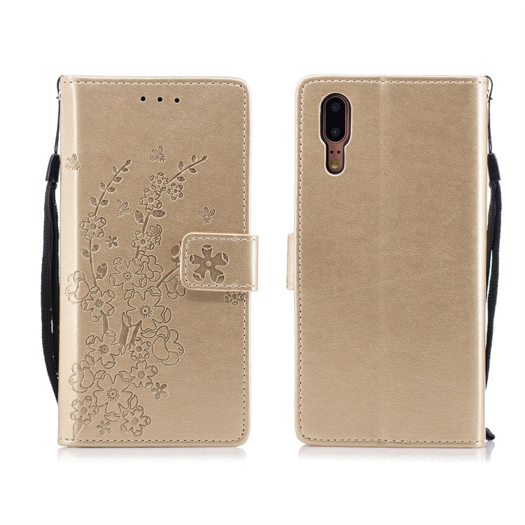 For Huawei P20 Plum Flowers Pattern Horizontal Flip Leather Case with Holder & Card Slots & Wallet & Lanyard