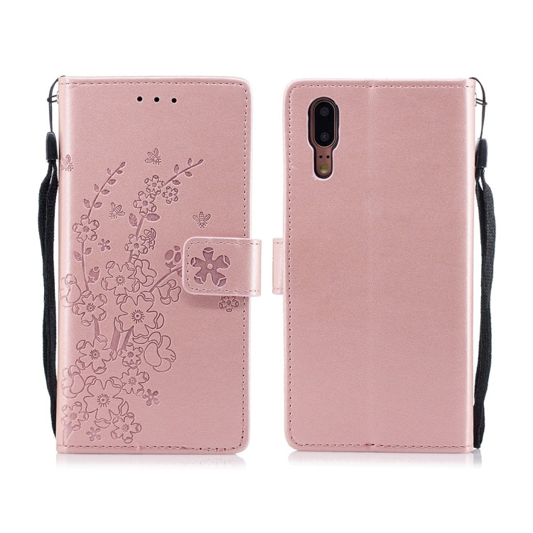For Huawei P20 Plum Flowers Pattern Horizontal Flip Leather Case with Holder & Card Slots & Wallet & Lanyard