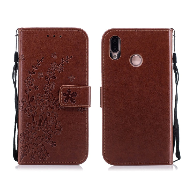 For Huawei P20 Lite Plum Flowers Pattern Horizontal Flip Leather Case with Holder & Card Slots & Wallet & Lanyard