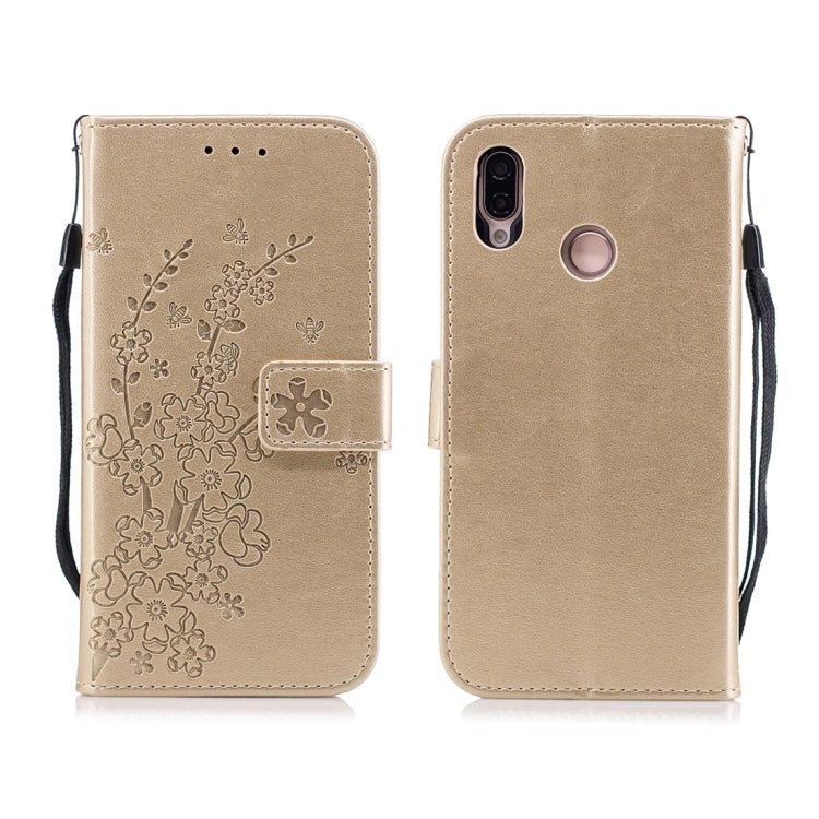 For Huawei P20 Lite Plum Flowers Pattern Horizontal Flip Leather Case with Holder & Card Slots & Wallet & Lanyard