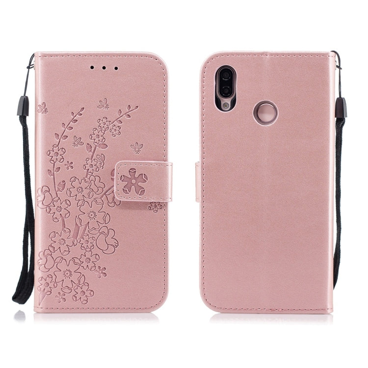 For Huawei P20 Lite Plum Flowers Pattern Horizontal Flip Leather Case with Holder & Card Slots & Wallet & Lanyard
