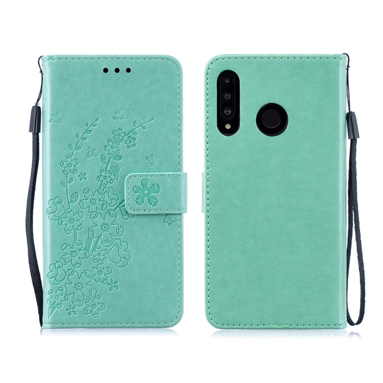 For Huawei P30 Lite Plum Flowers Pattern Horizontal Flip Leather Case with Holder & Card Slots & Wallet & Lanyard