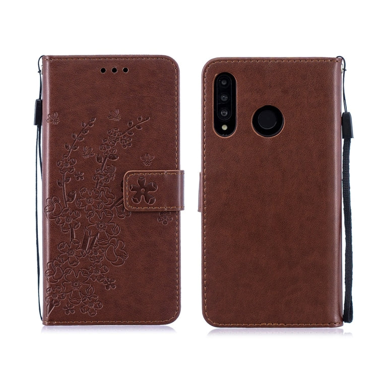 For Huawei P30 Lite Plum Flowers Pattern Horizontal Flip Leather Case with Holder & Card Slots & Wallet & Lanyard