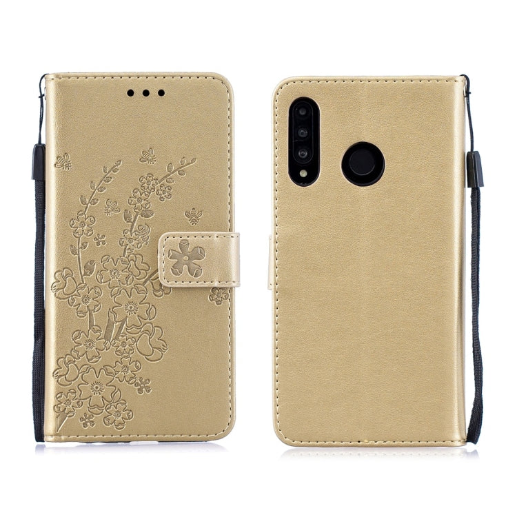 For Huawei P30 Lite Plum Flowers Pattern Horizontal Flip Leather Case with Holder & Card Slots & Wallet & Lanyard