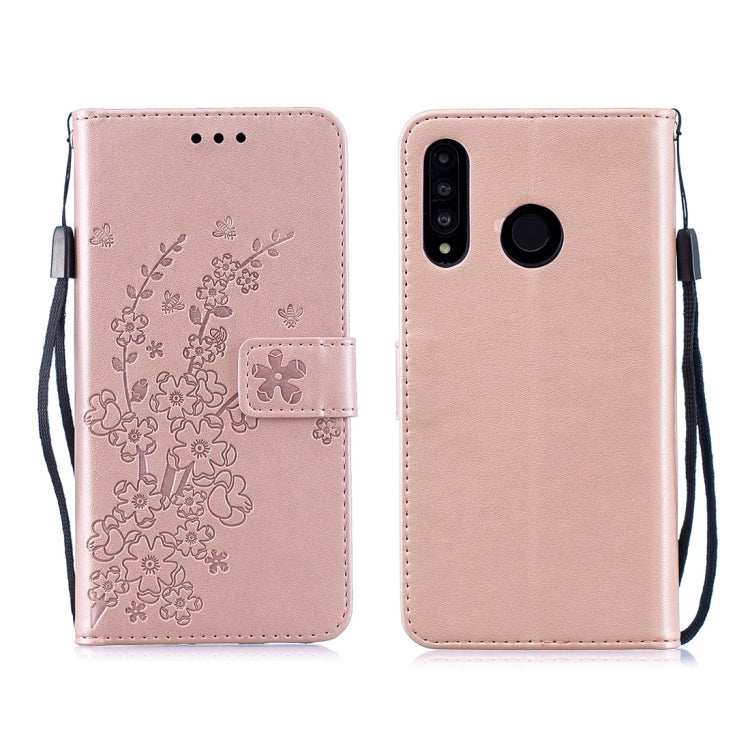 For Huawei P30 Lite Plum Flowers Pattern Horizontal Flip Leather Case with Holder & Card Slots & Wallet & Lanyard