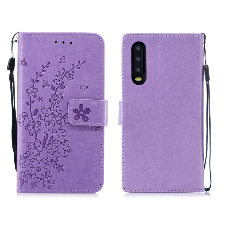 For Huawei P30 Plum Flowers Pattern Horizontal Flip Leather Case with Holder & Card Slots & Wallet & Lanyard