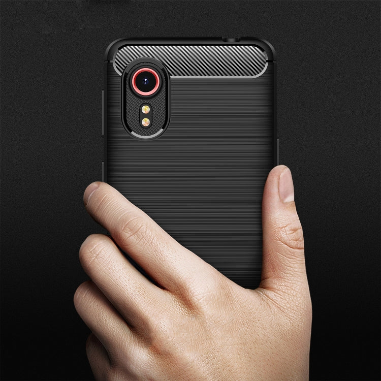 For Samsung Galaxy Xcover 5 Brushed Texture Carbon Fiber TPU Case