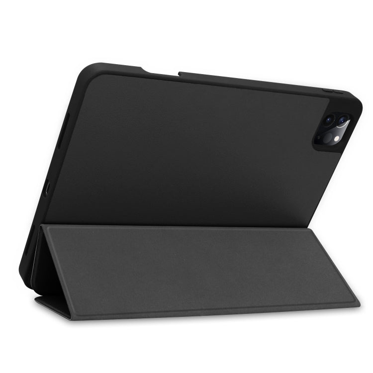For iPad Pro 11 2022 / 2021 Pure Color Horizontal Flip TPU + PU Leather Tablet Case with Three-folding Holder & Sleep / Wake-up Function & Pen Slot