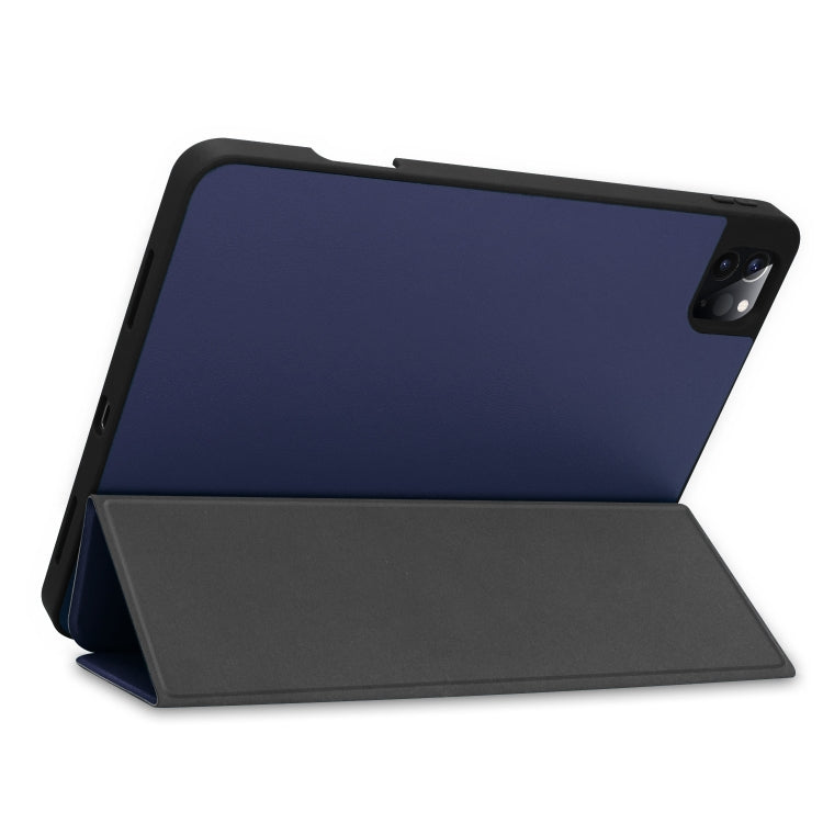 For iPad Pro 11 2022 / 2021 Pure Color Horizontal Flip TPU + PU Leather Tablet Case with Three-folding Holder & Sleep / Wake-up Function & Pen Slot