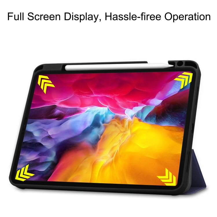 For iPad Pro 11 2022 / 2021 Pure Color Horizontal Flip TPU + PU Leather Tablet Case with Three-folding Holder & Sleep / Wake-up Function & Pen Slot