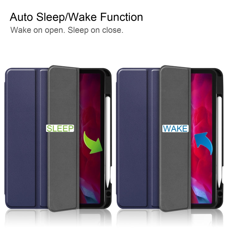 For iPad Pro 11 2022 / 2021 Pure Color Horizontal Flip TPU + PU Leather Tablet Case with Three-folding Holder & Sleep / Wake-up Function & Pen Slot