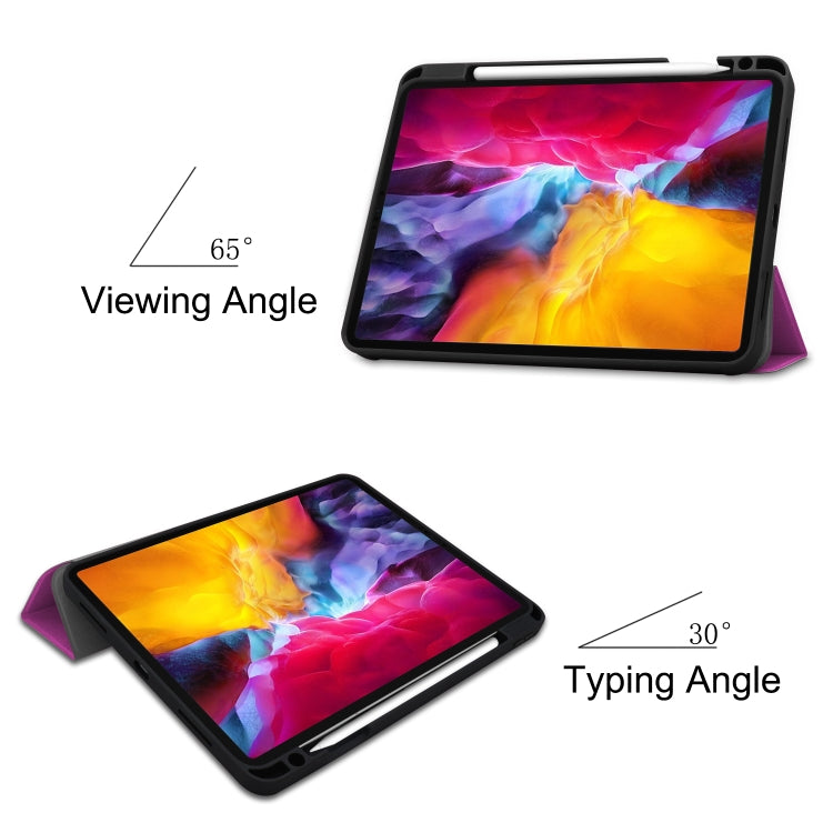 For iPad Pro 11 2022 / 2021 Pure Color Horizontal Flip TPU + PU Leather Tablet Case with Three-folding Holder & Sleep / Wake-up Function & Pen Slot