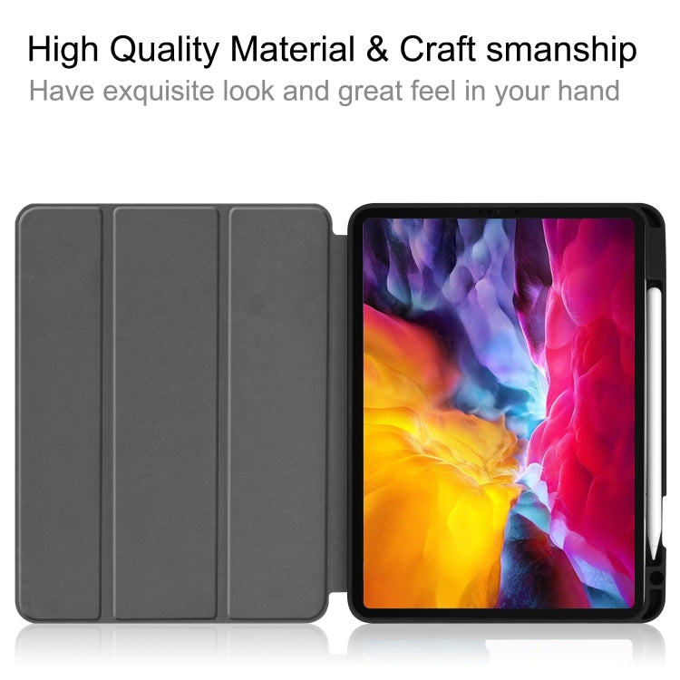 For iPad Pro 11 2022 / 2021 Pure Color Horizontal Flip TPU + PU Leather Tablet Case with Three-folding Holder & Sleep / Wake-up Function & Pen Slot