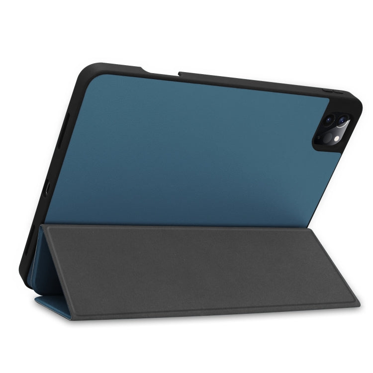 For iPad Pro 11 2022 / 2021 Pure Color Horizontal Flip TPU + PU Leather Tablet Case with Three-folding Holder & Sleep / Wake-up Function & Pen Slot