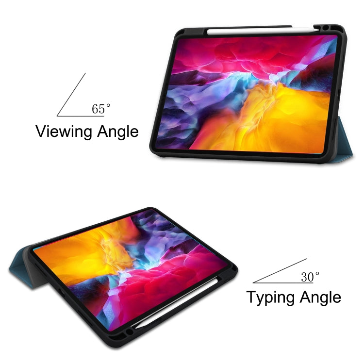 For iPad Pro 11 2022 / 2021 Pure Color Horizontal Flip TPU + PU Leather Tablet Case with Three-folding Holder & Sleep / Wake-up Function & Pen Slot