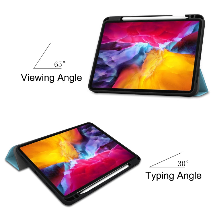 For iPad Pro 11 2022 / 2021 Pure Color Horizontal Flip TPU + PU Leather Tablet Case with Three-folding Holder & Sleep / Wake-up Function & Pen Slot