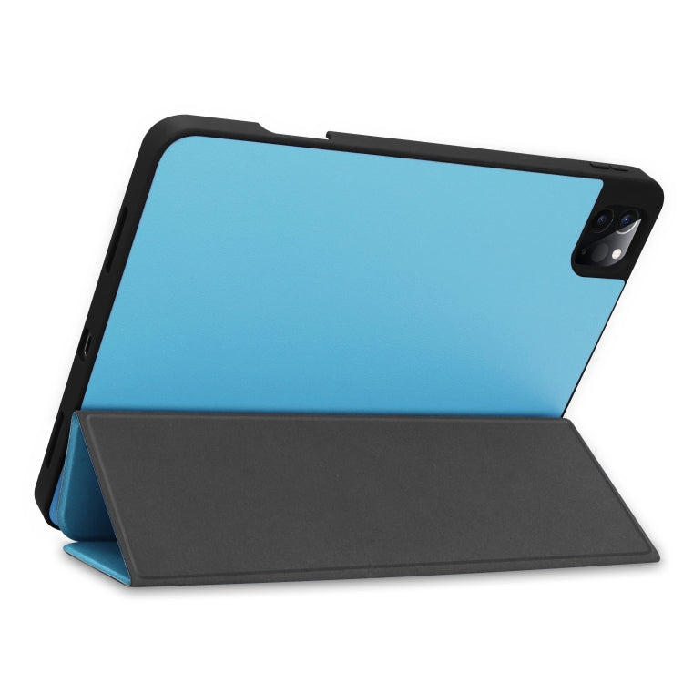 For iPad Pro 11 2022 / 2021 Pure Color Horizontal Flip TPU + PU Leather Tablet Case with Three-folding Holder & Sleep / Wake-up Function & Pen Slot