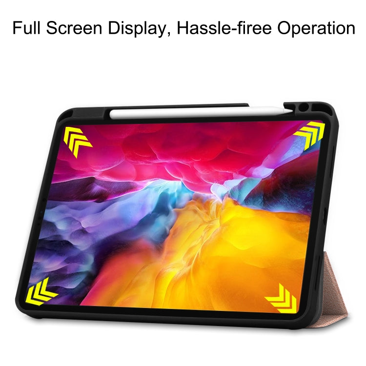 For iPad Pro 11 2022 / 2021 Pure Color Horizontal Flip TPU + PU Leather Tablet Case with Three-folding Holder & Sleep / Wake-up Function & Pen Slot